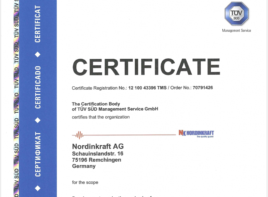 We confirmed DIN ISO 9001:2015!